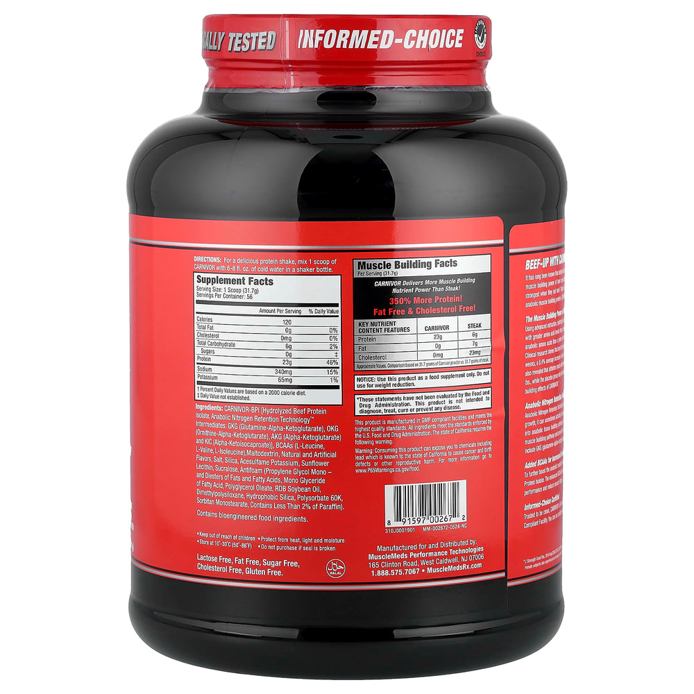 Carnivor Protein Pulver näringsinformation per portion