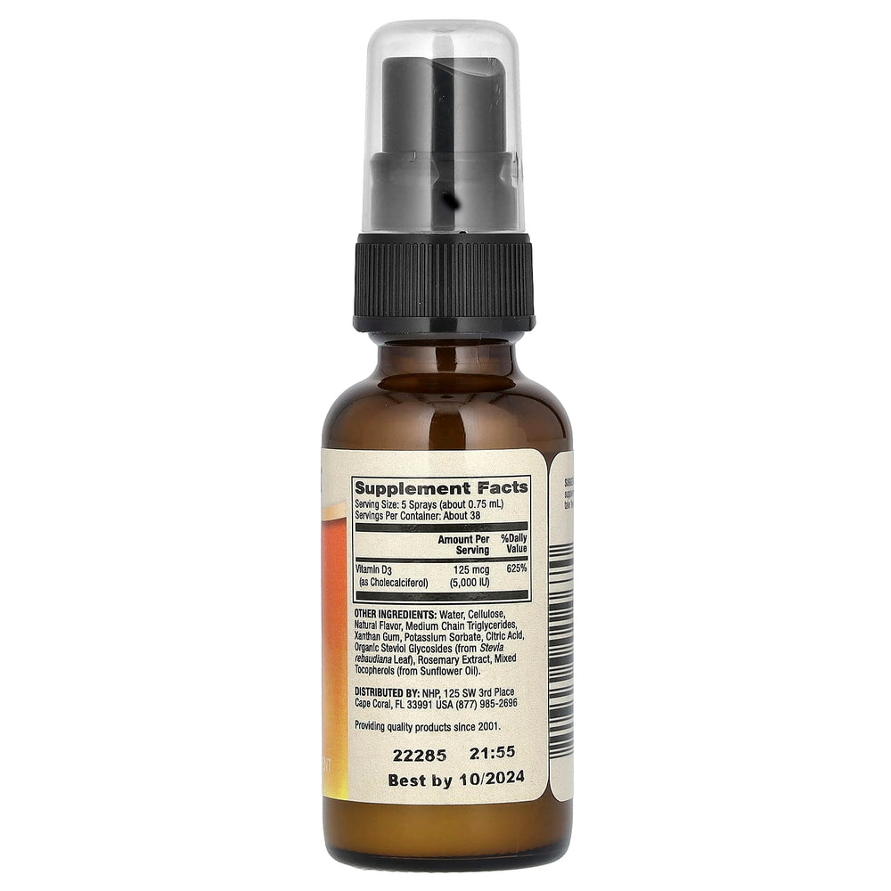 Vitamin D3 Sunshine Mist näringsfakta etikett