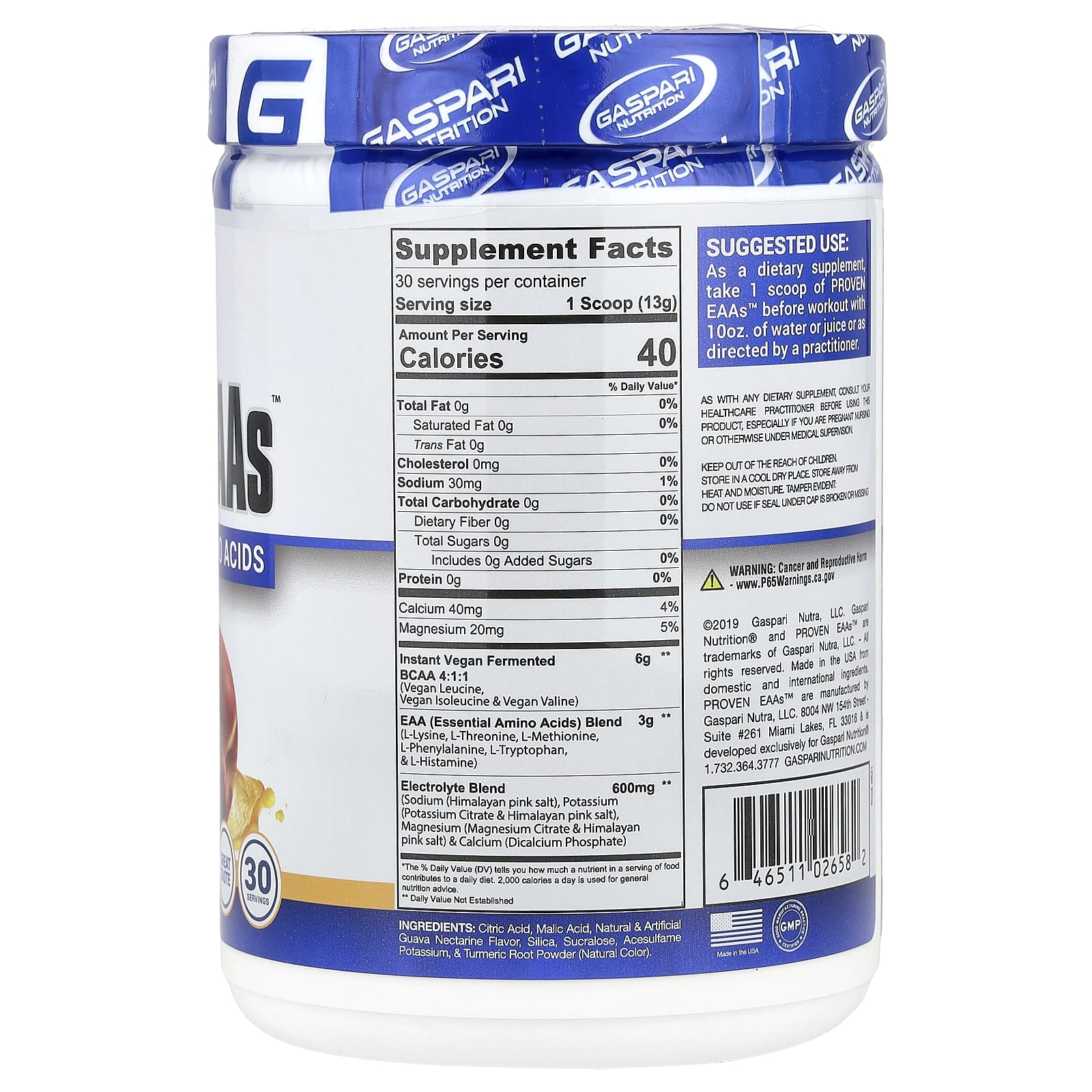 Gaspari Nutrition Proven EAAs ingredienser & etikett