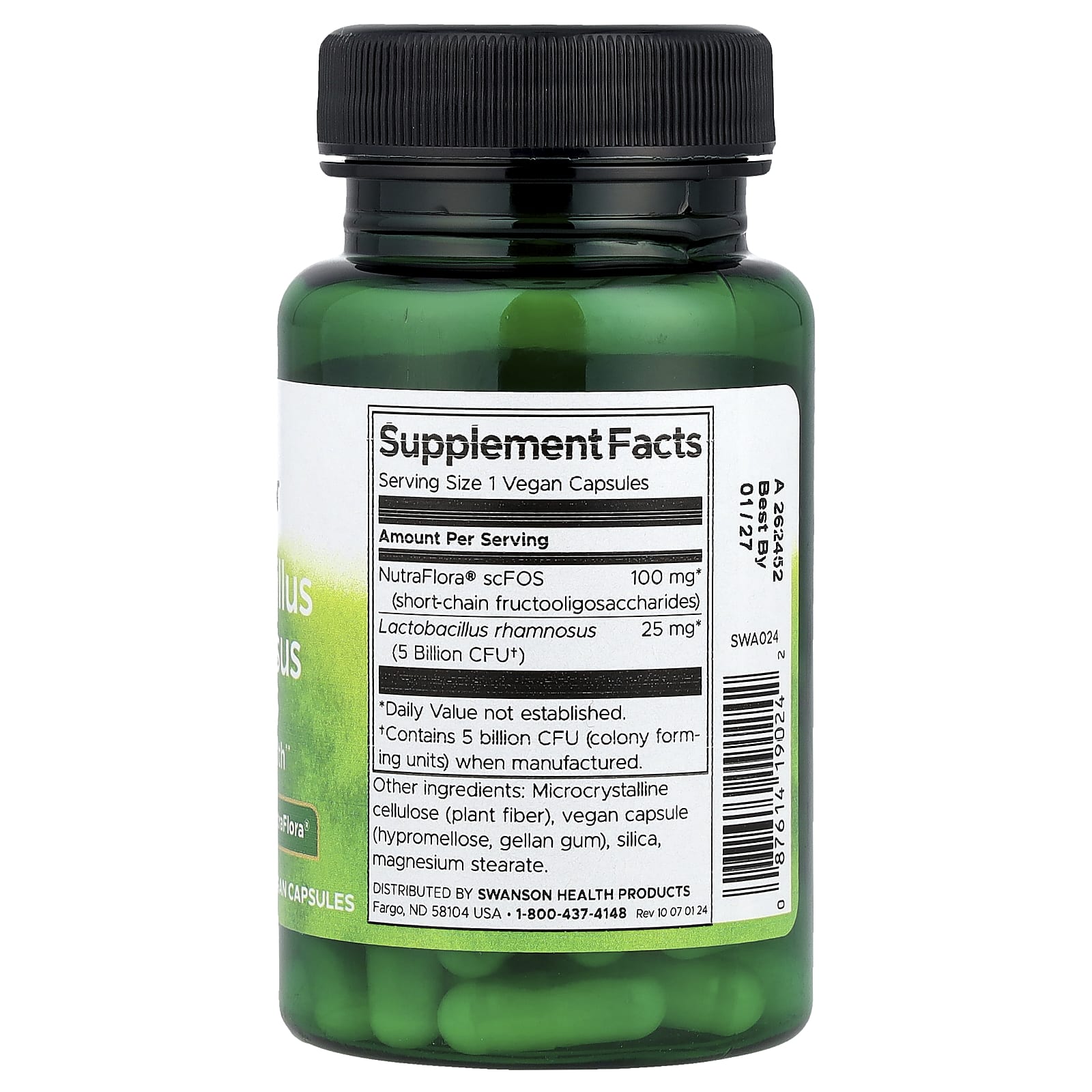 Swanson Lactobacillus Rhamnosus ingredienser etikett