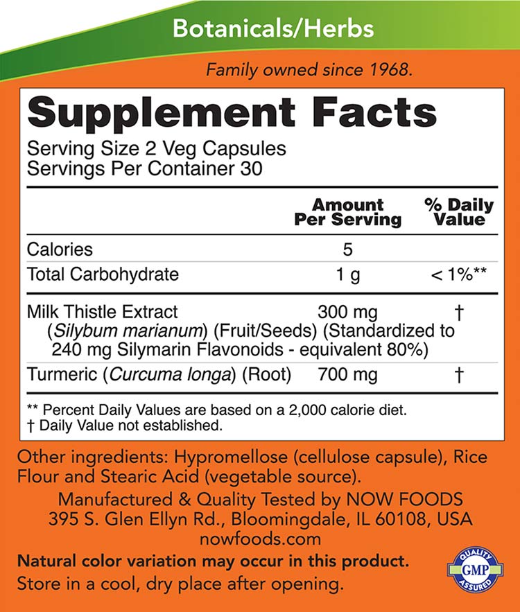 Milk Thistle Extract With Turmeric ingredienser