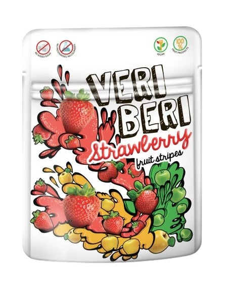 Veri Beri Gummy Strips ingredienser etikett