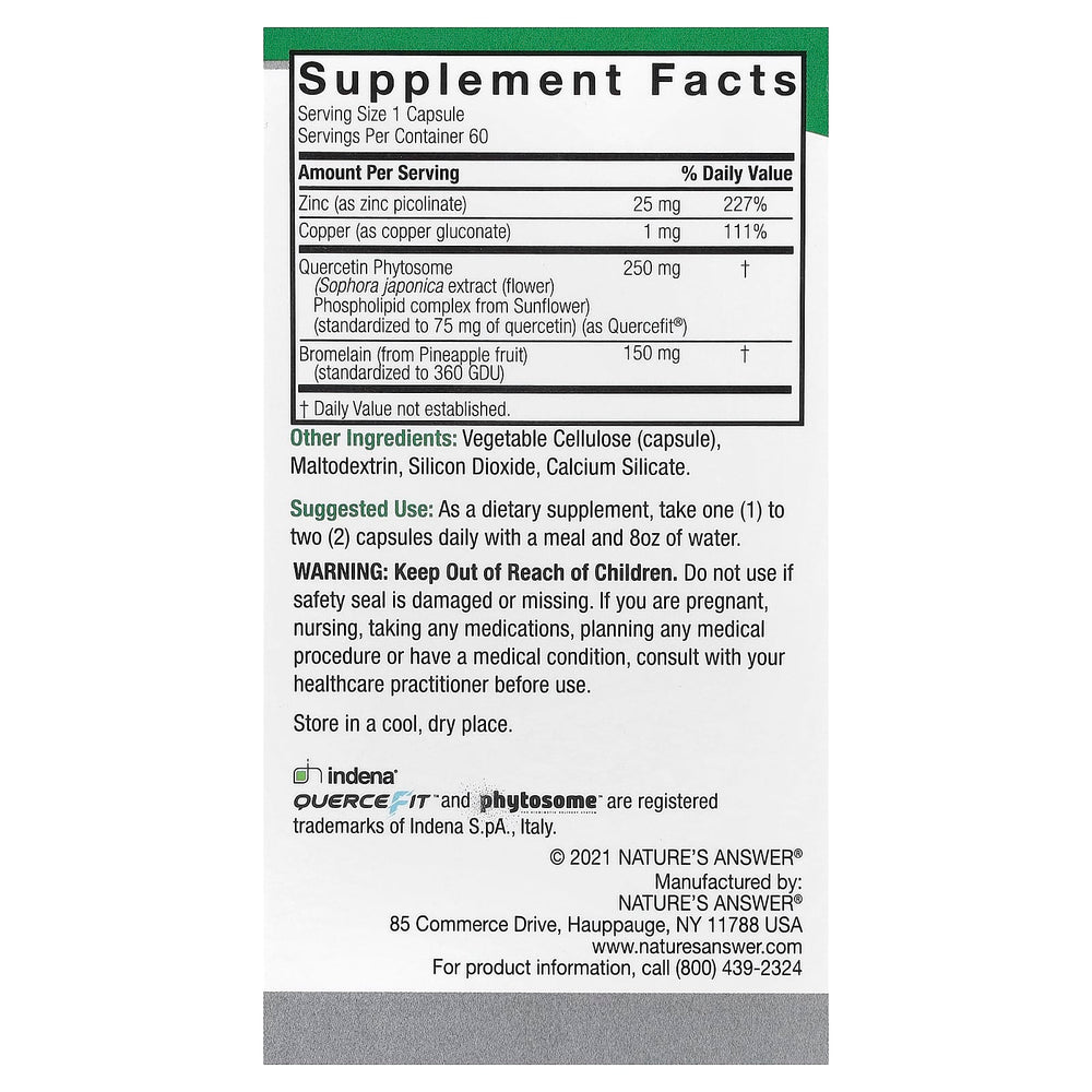 Nature's Answer Quercetin Blend näringsfakta