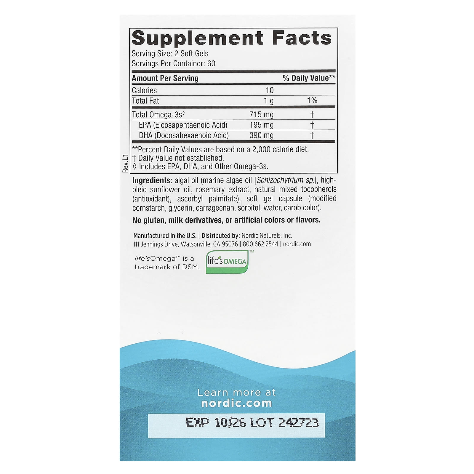 Nordic Naturals - Algae Omega 715mg