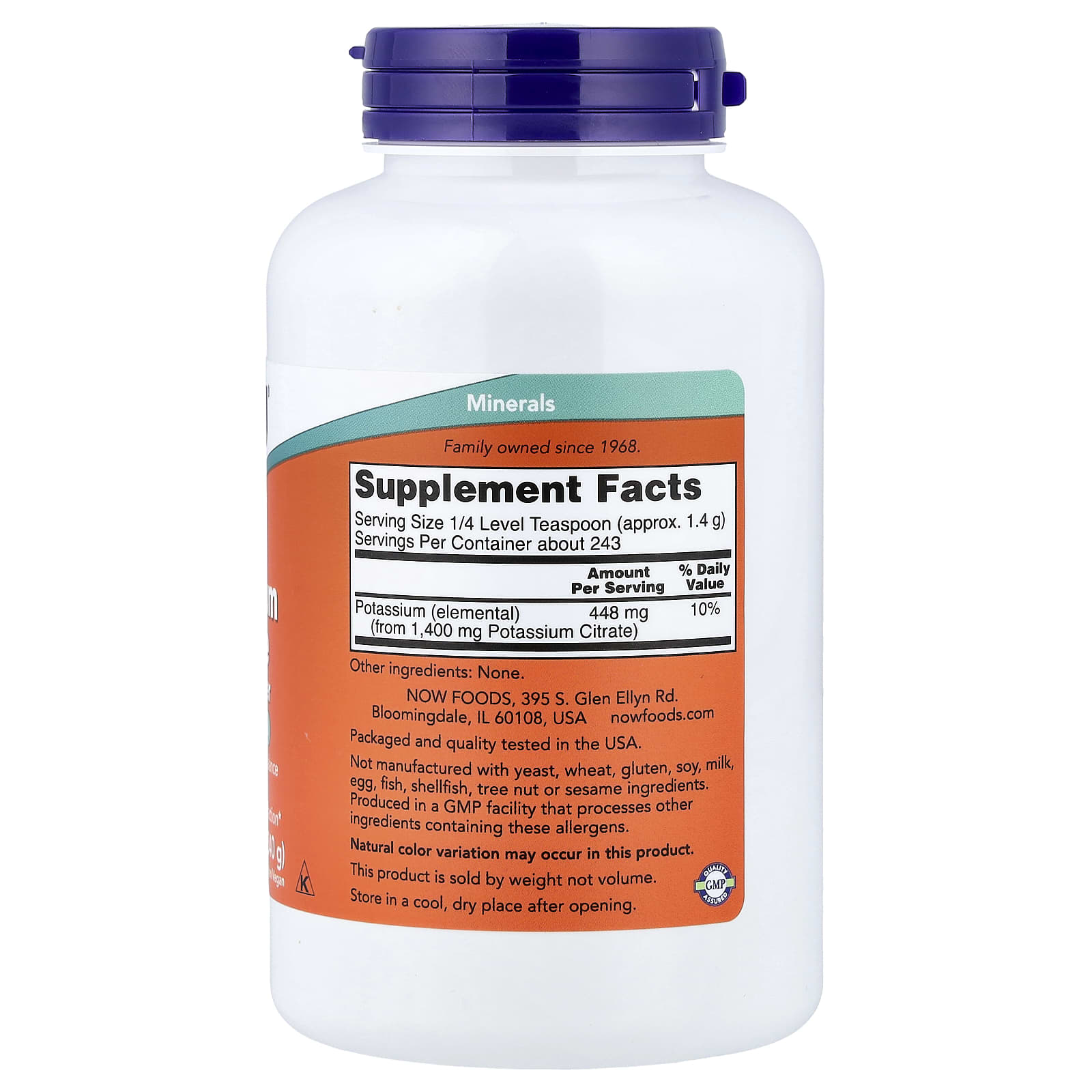 NOW Foods - Potassium Citrate Pure Powder - 340g