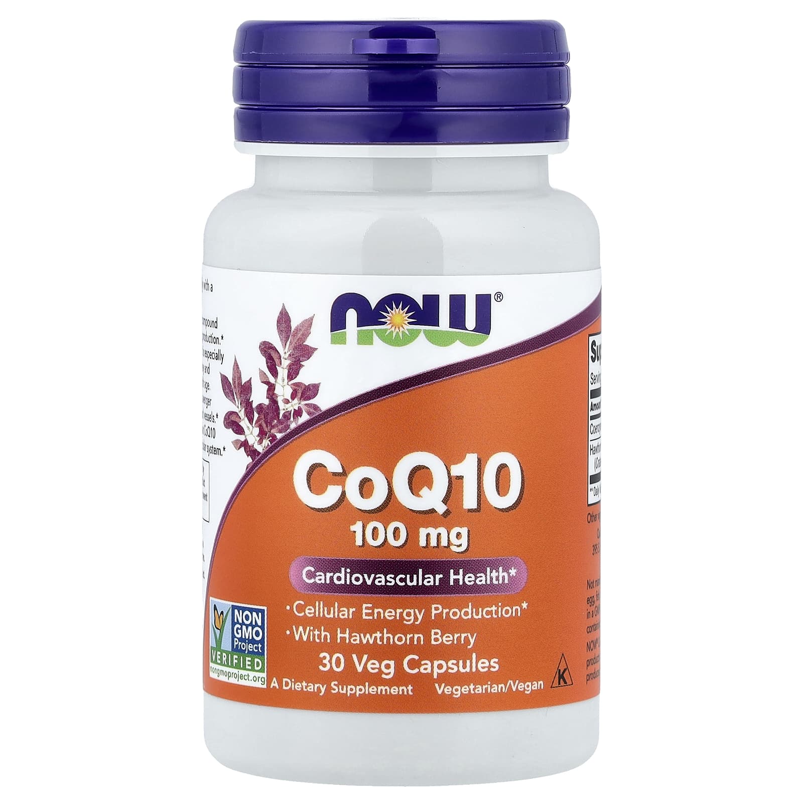 CoQ10 med hagtornsbär baksida med näringsfakta