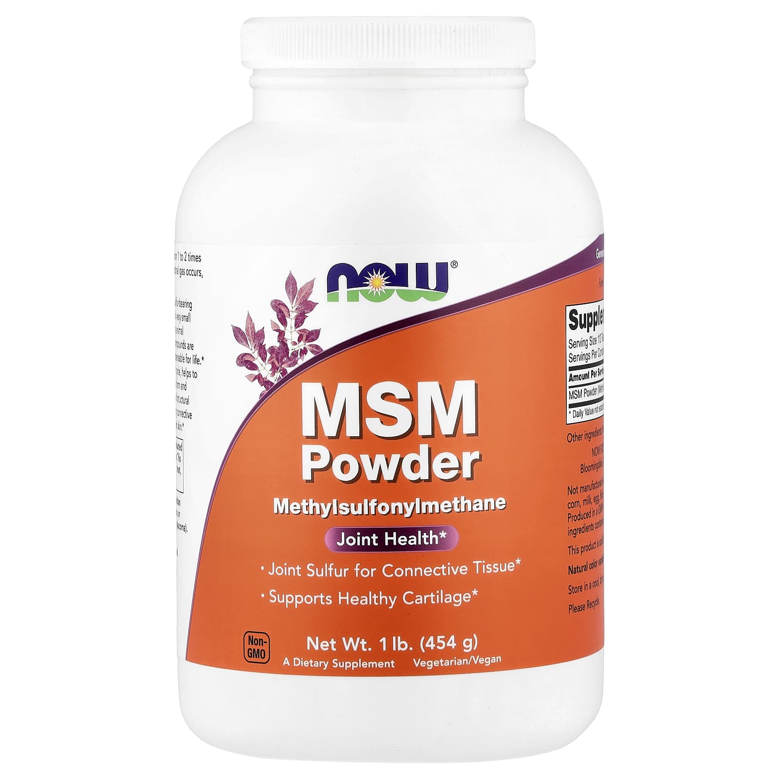 MSM Powder – Rent svaveltillskott baksida