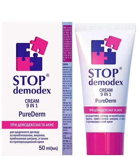 Stop Demodex Cream 9 In 1 PureDerm framsida