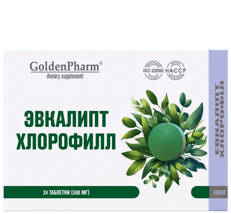 Golden Pharm - Eucalyptus Klorofyl - 24 Tabletter (500mg)