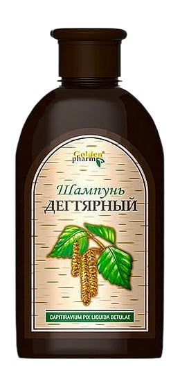 Golden Pharm Tar Shampoo baksida med innehållsuppgifter
