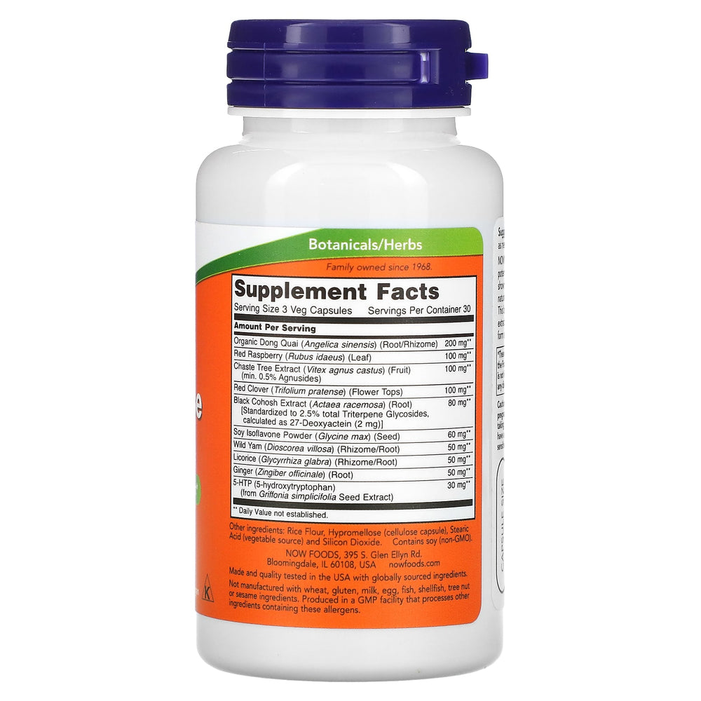 Now Foods Menopause Support baksida näringsfakta