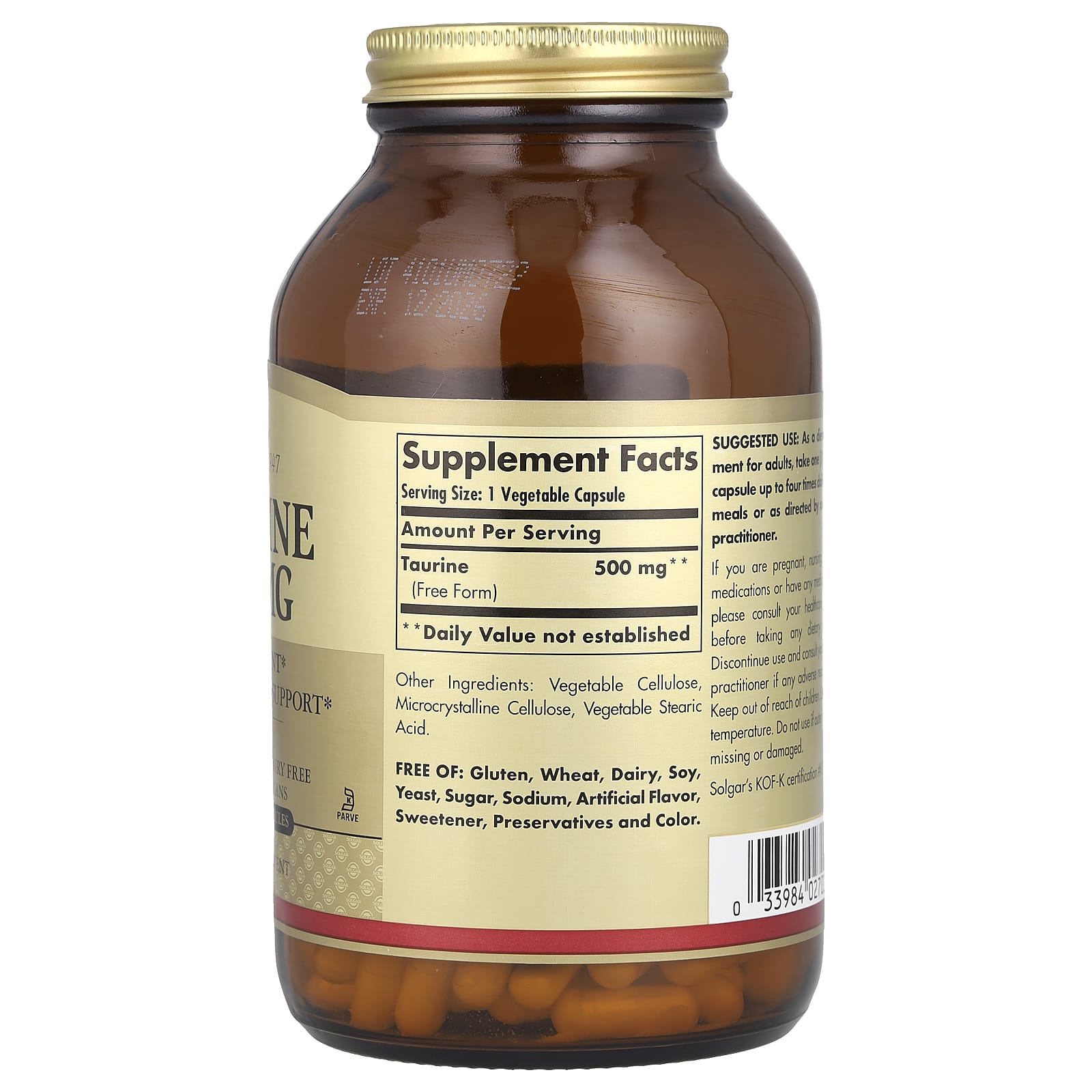 Solgar - Taurine - 500mg, 250 Vcaps