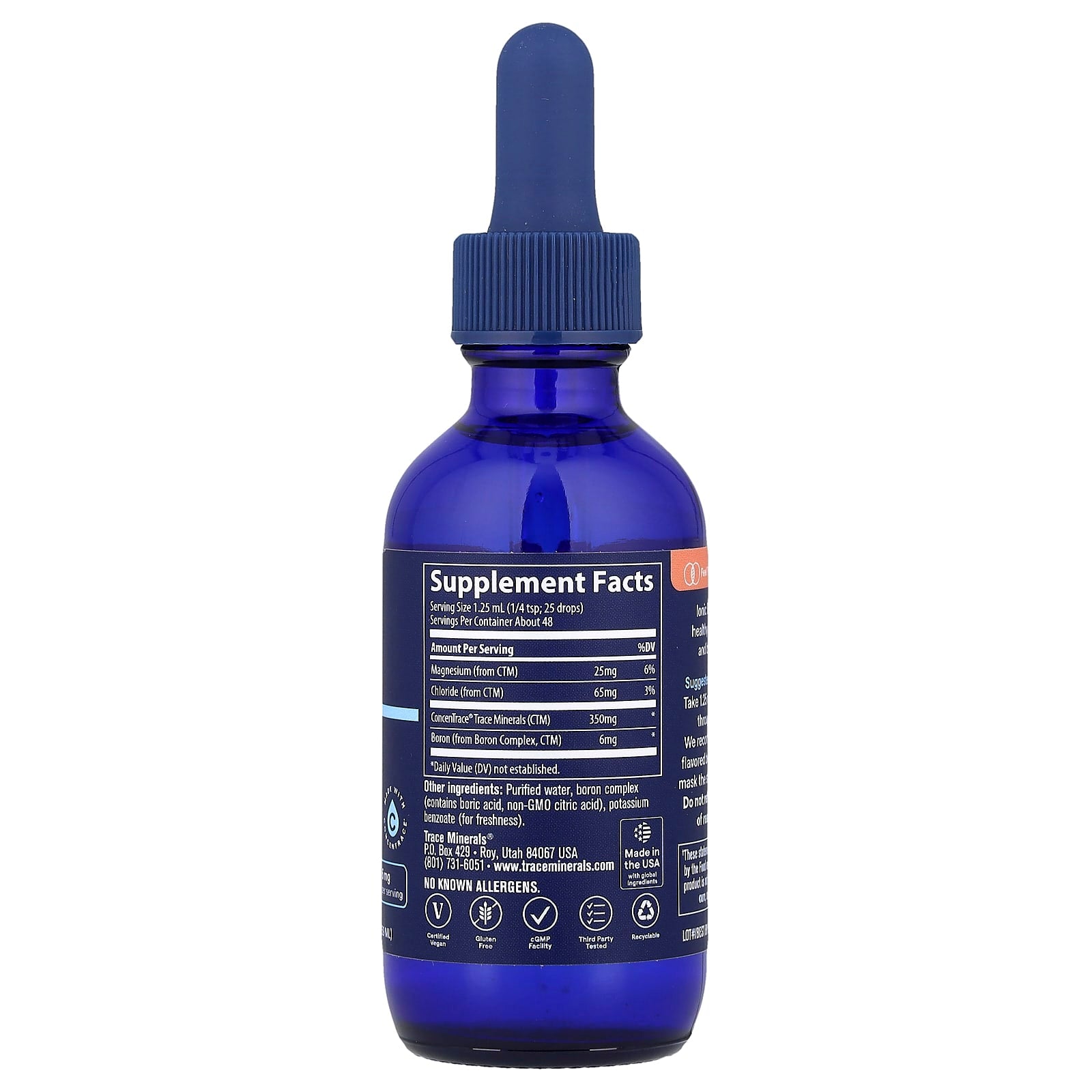 Trace Minerals Ionic Boron baksida näringsfakta