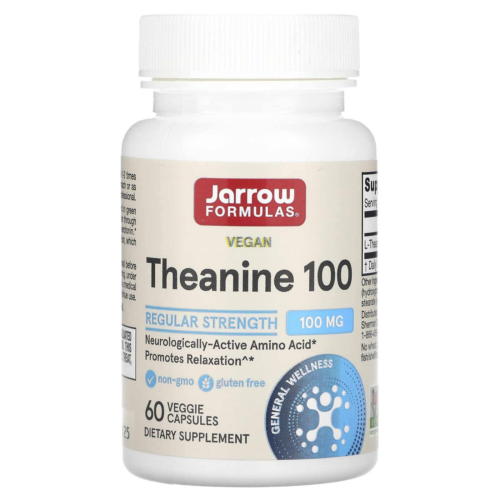 Jarrow Formulas Theanine baksida näringsfakta