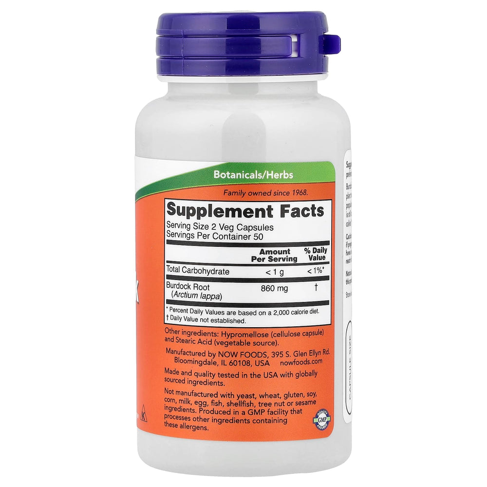 Burdock Root 430 mg ingredienser och etikett