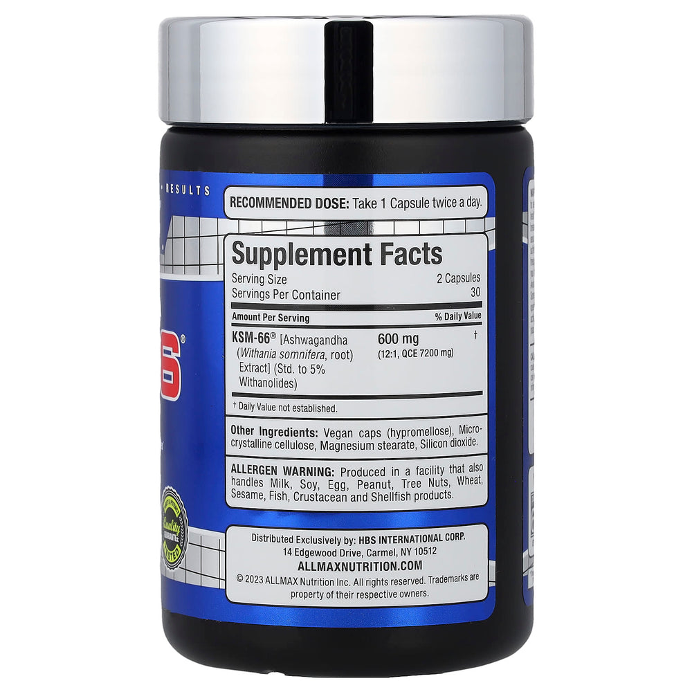 Ashwagandha KSM-66 600 mg - ingredienser etikett