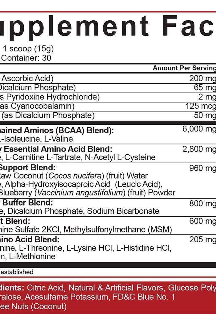 Supplement facts for 5% Nutrition AllDayYouMay Starry Burst, detailing ingredients and nutritional information.