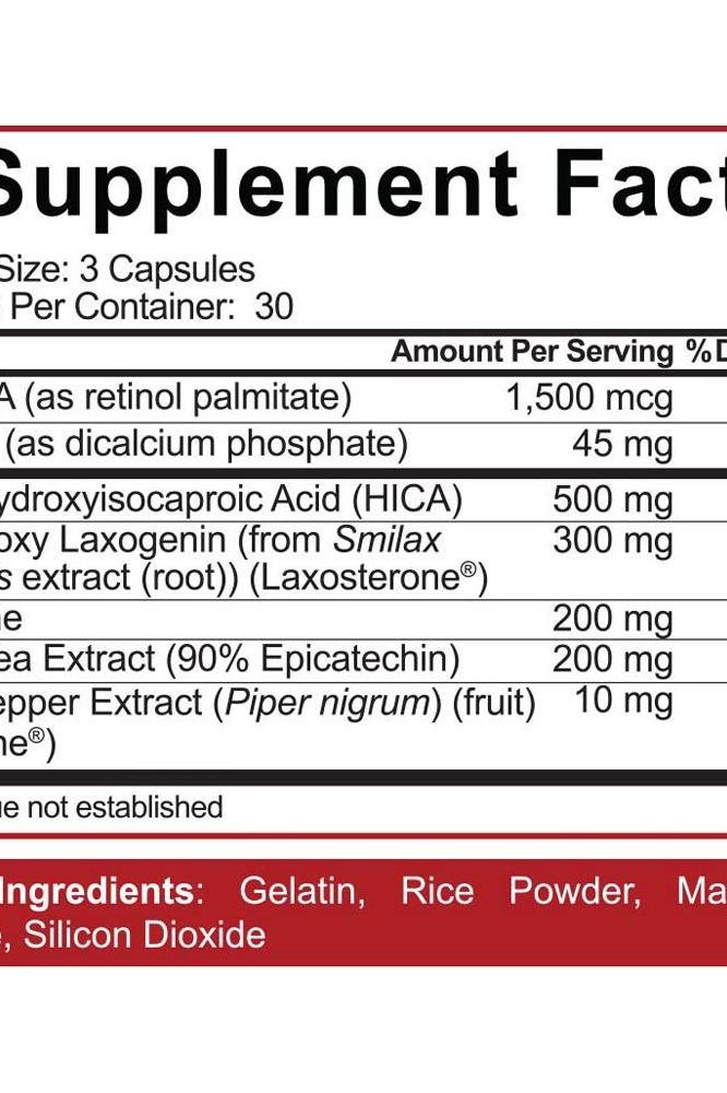 Supplement facts panel for 5% Nutrition Bigger By The Day, detailing ingredients and dosages per serving.