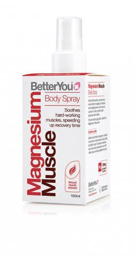 Magnesium Muscle Body Spray baksida med instruktioner