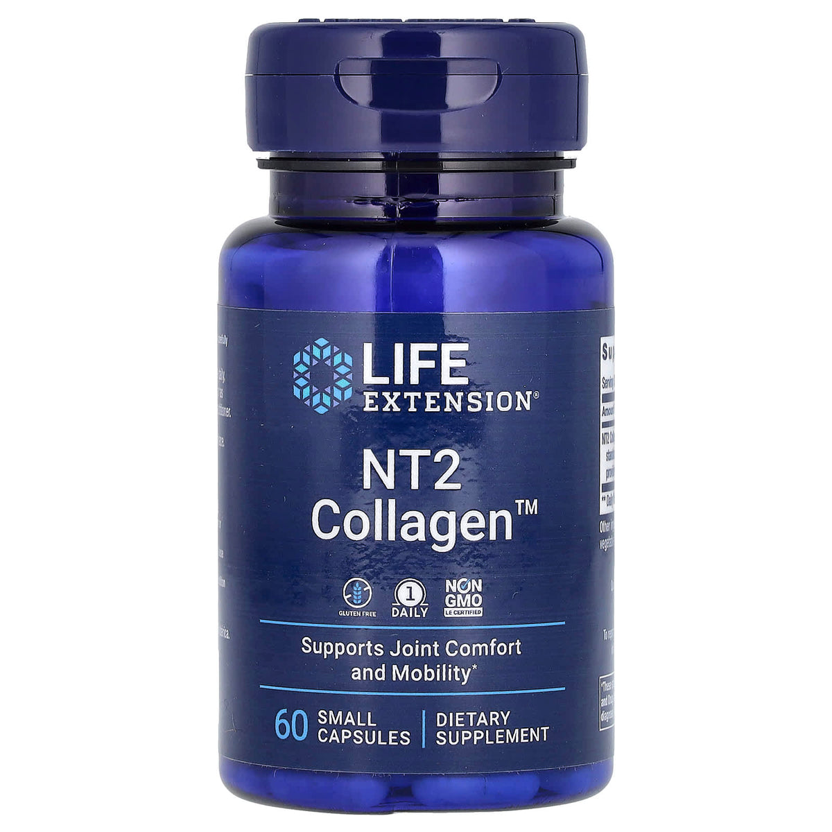 Life Extension NT2 Collagen baksida näringsfakta