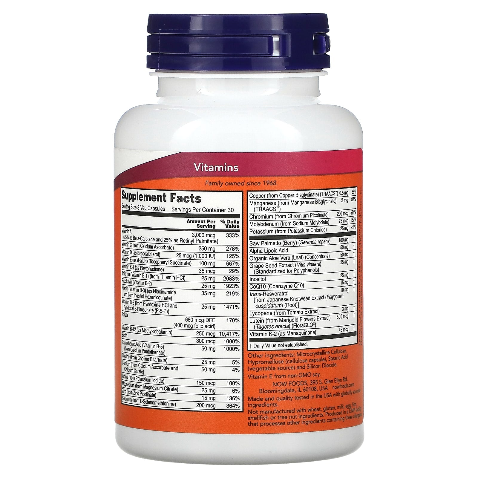 NOW Foods - Adam Multivitamin Til Mænd - 60 Tabletter