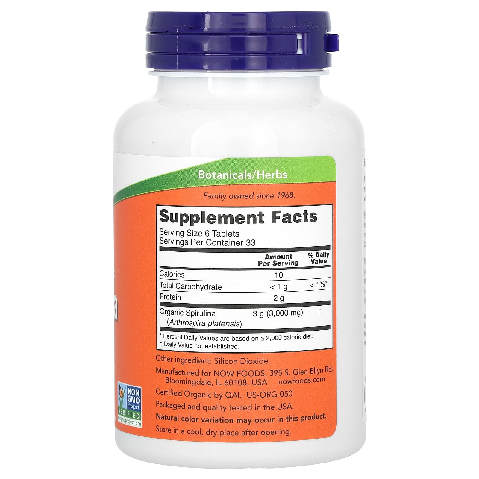 NOW Foods - Spirulina, 500 mg - 500 tabletter