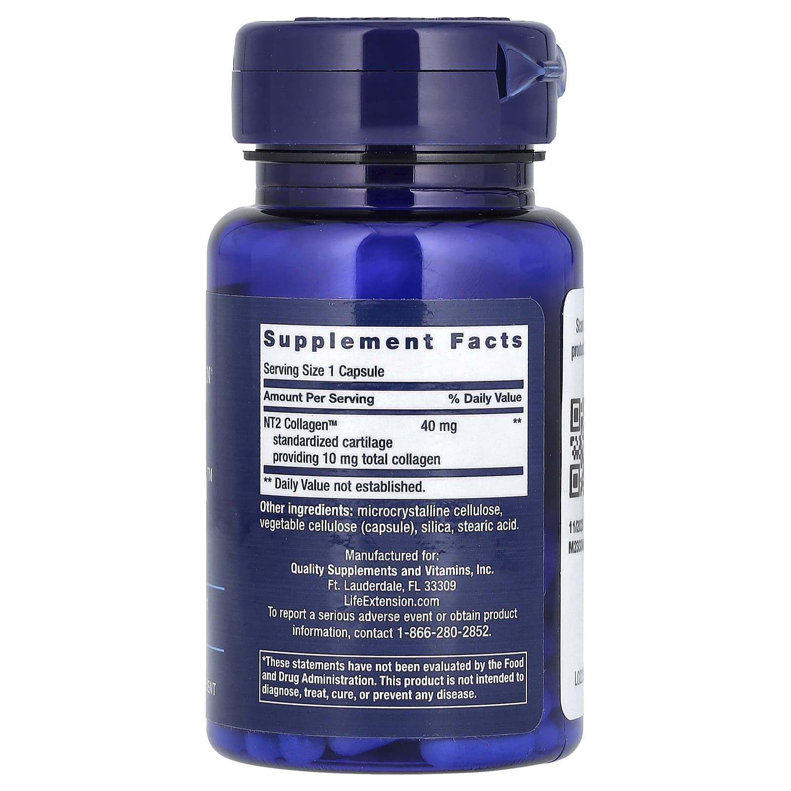 Life Extension NT2 Collagen ingredienser etikett