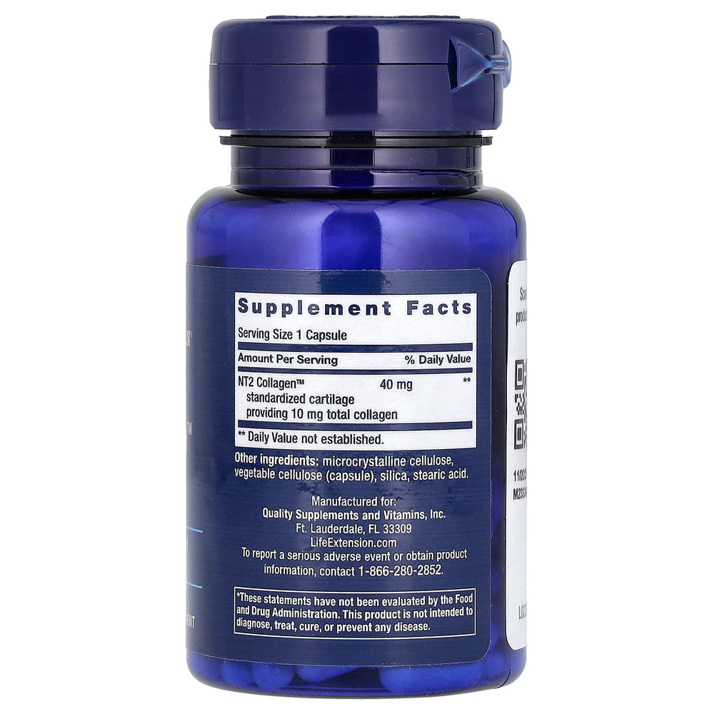Life Extension NT2 Collagen ingredienser etikett