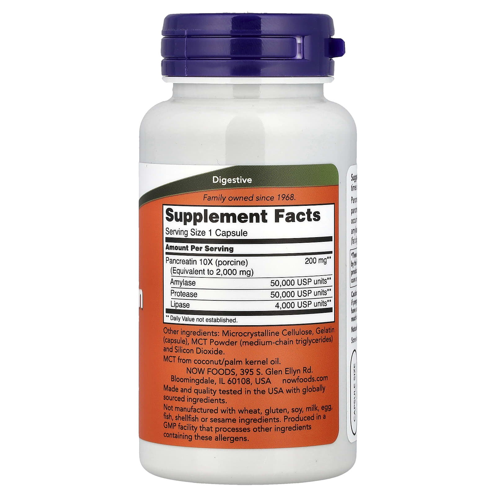 NOW Foods Pancreatin 2000 ingredienser lista