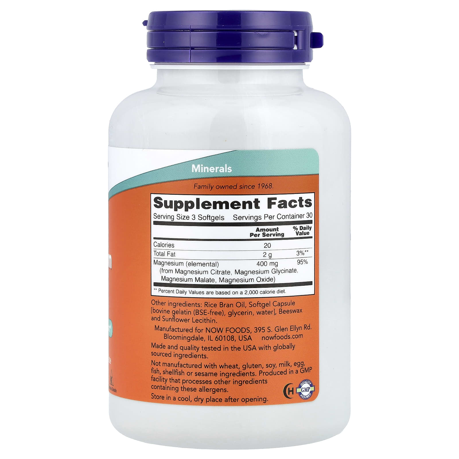 Now Foods Magnesium Citrate kapsel närbild