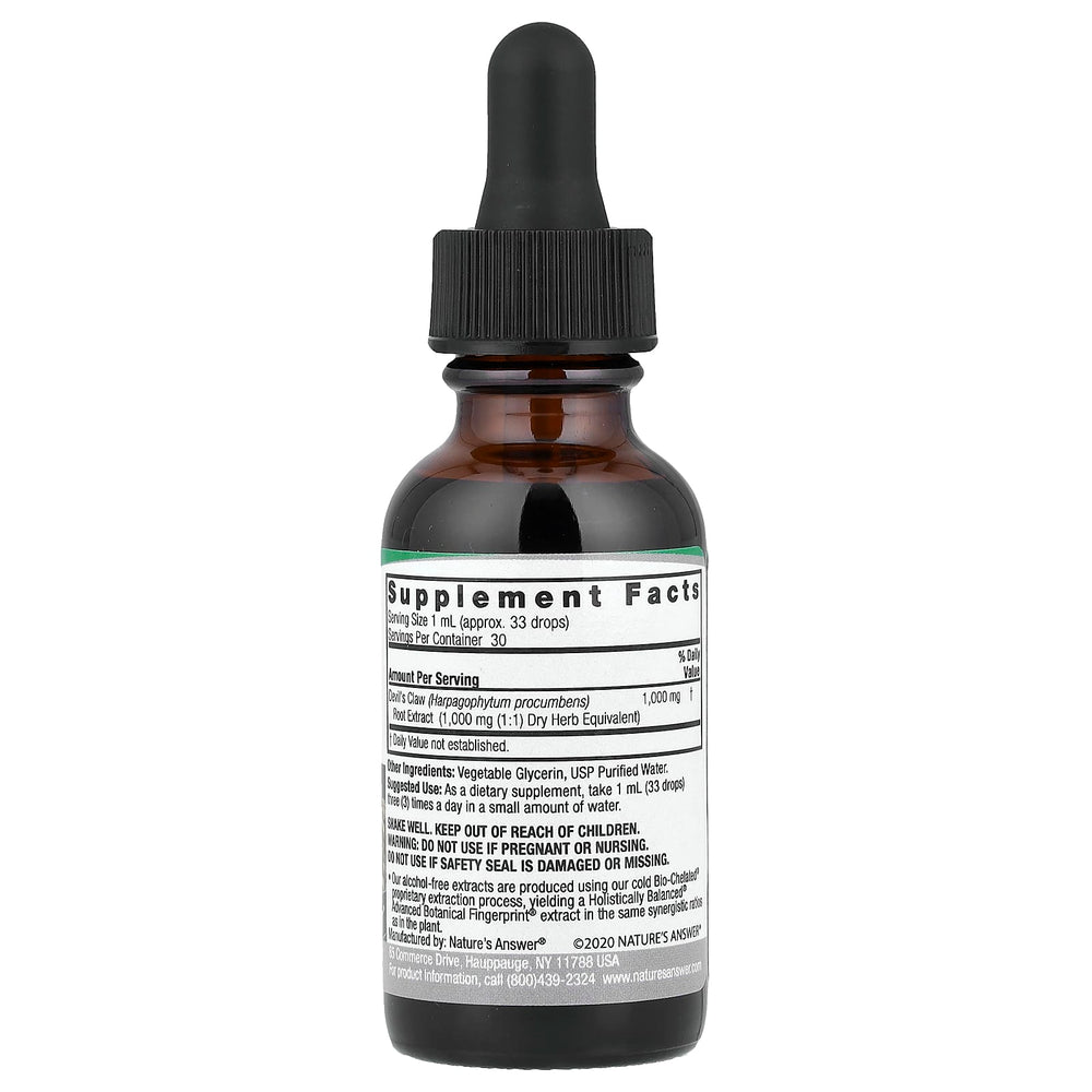 Nature's Answer Devil's Claw Extract baksida etikett