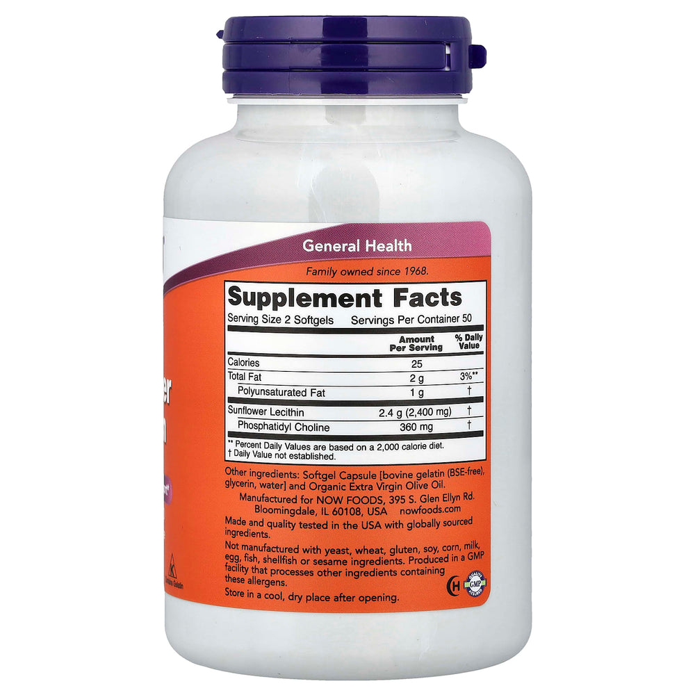 Now Foods Sunflower Lecithin Sgels näringsfakta