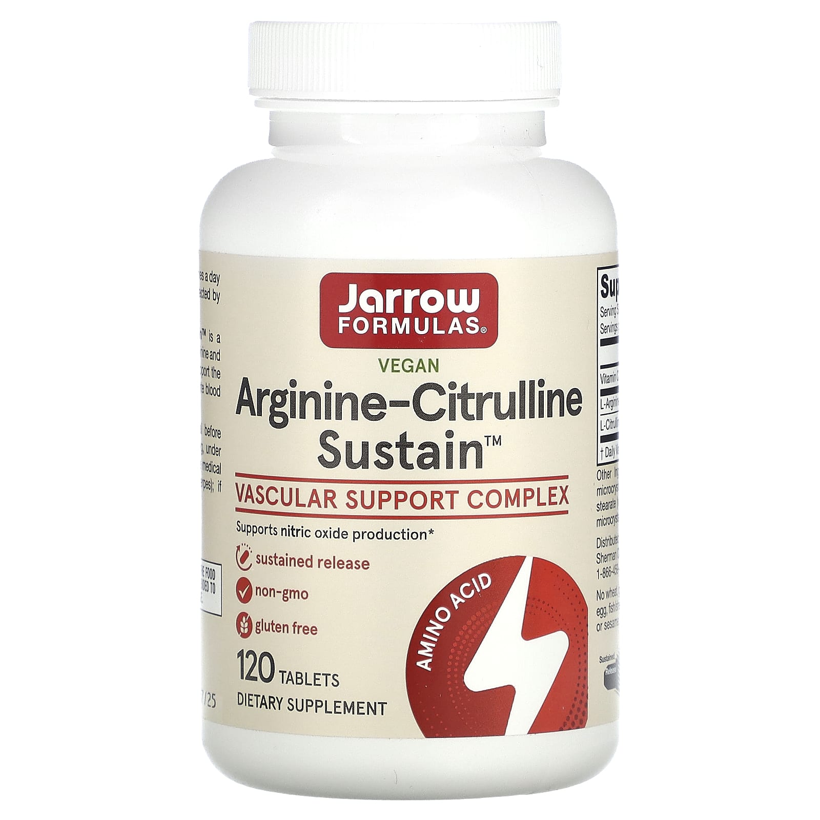 Arginine-Citrulline Sustain baksida näringsfakta