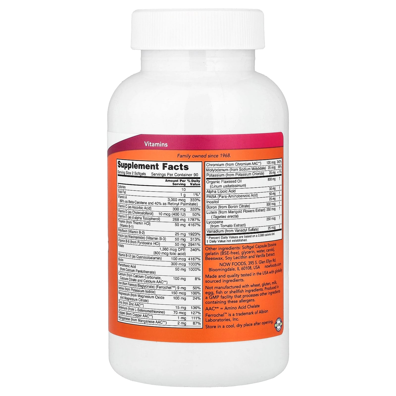Liquid Multi Gels ingredienslista etikett