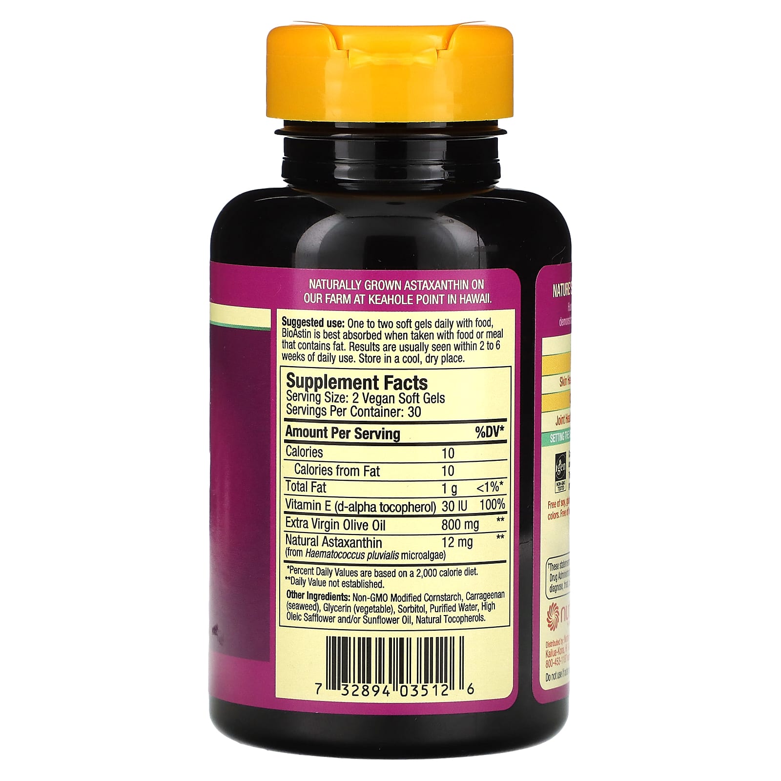Cyanotech Co Hawaiian Astaxanthin Supreme baksida