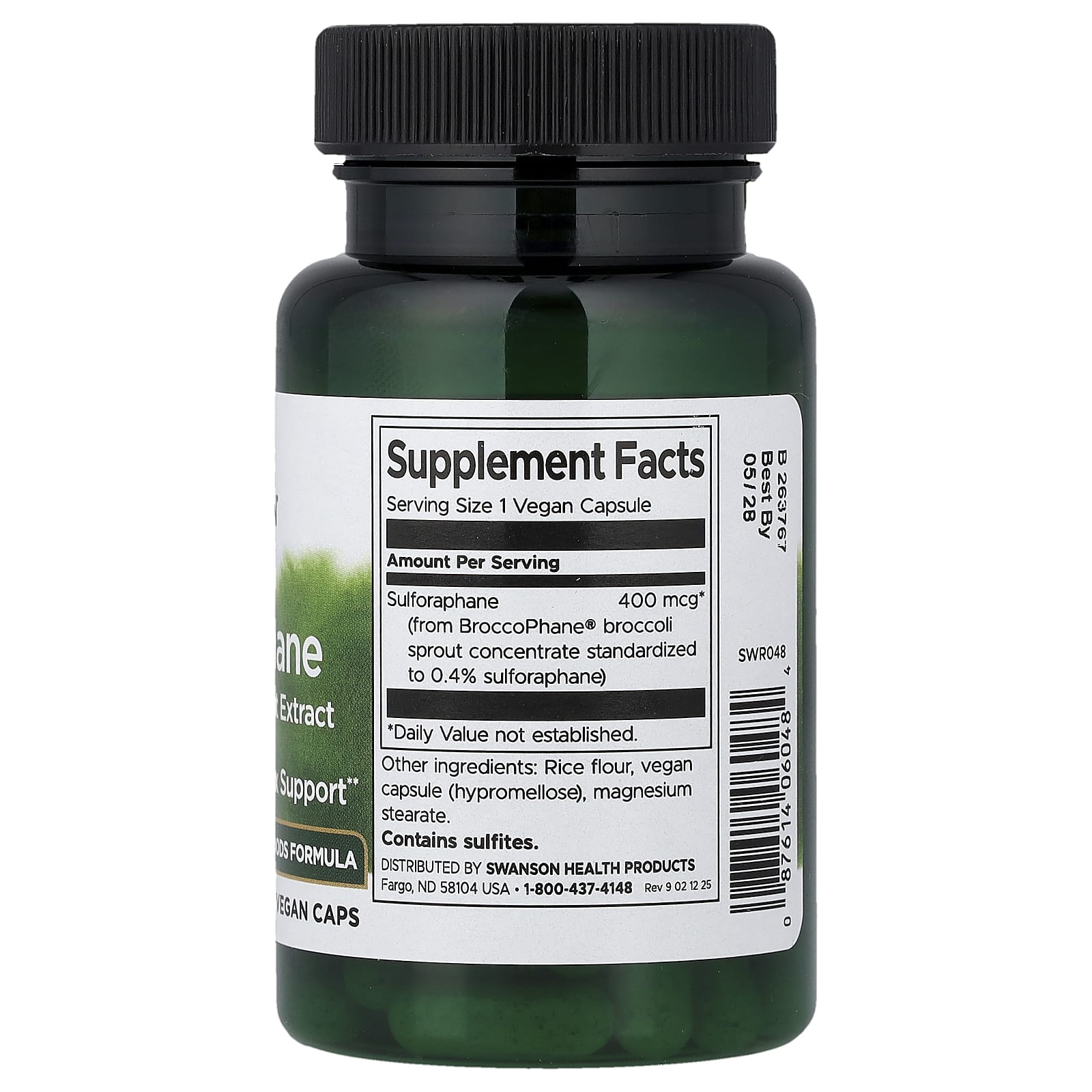 Swanson Sulforaphane From Broccoli Sprout Extract baksida