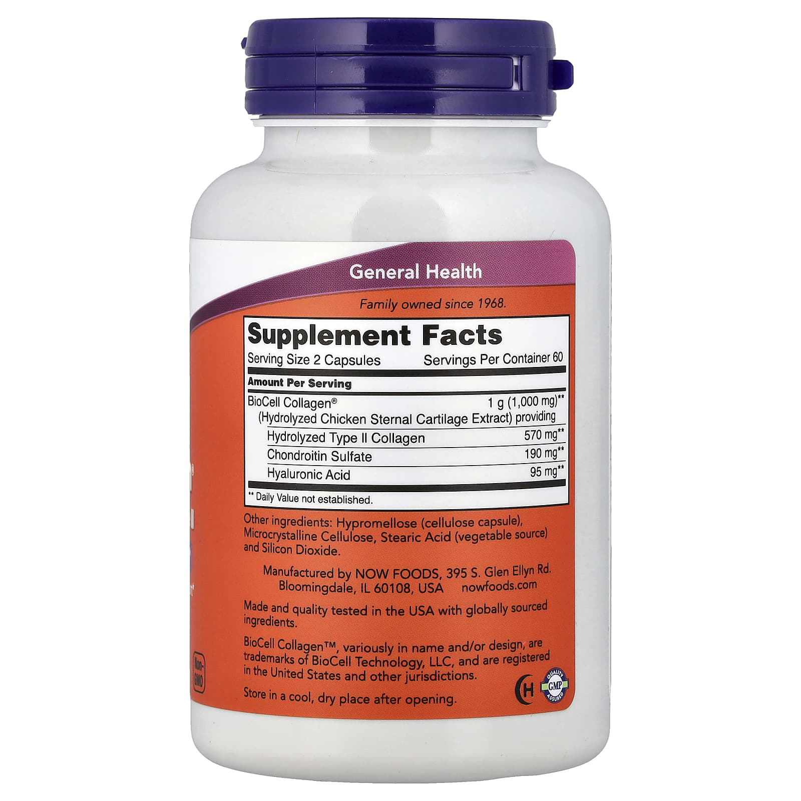 NOW Foods - Biocell Kollageeni Hydrolysoitu Tyyppi II - 120 Vcaps