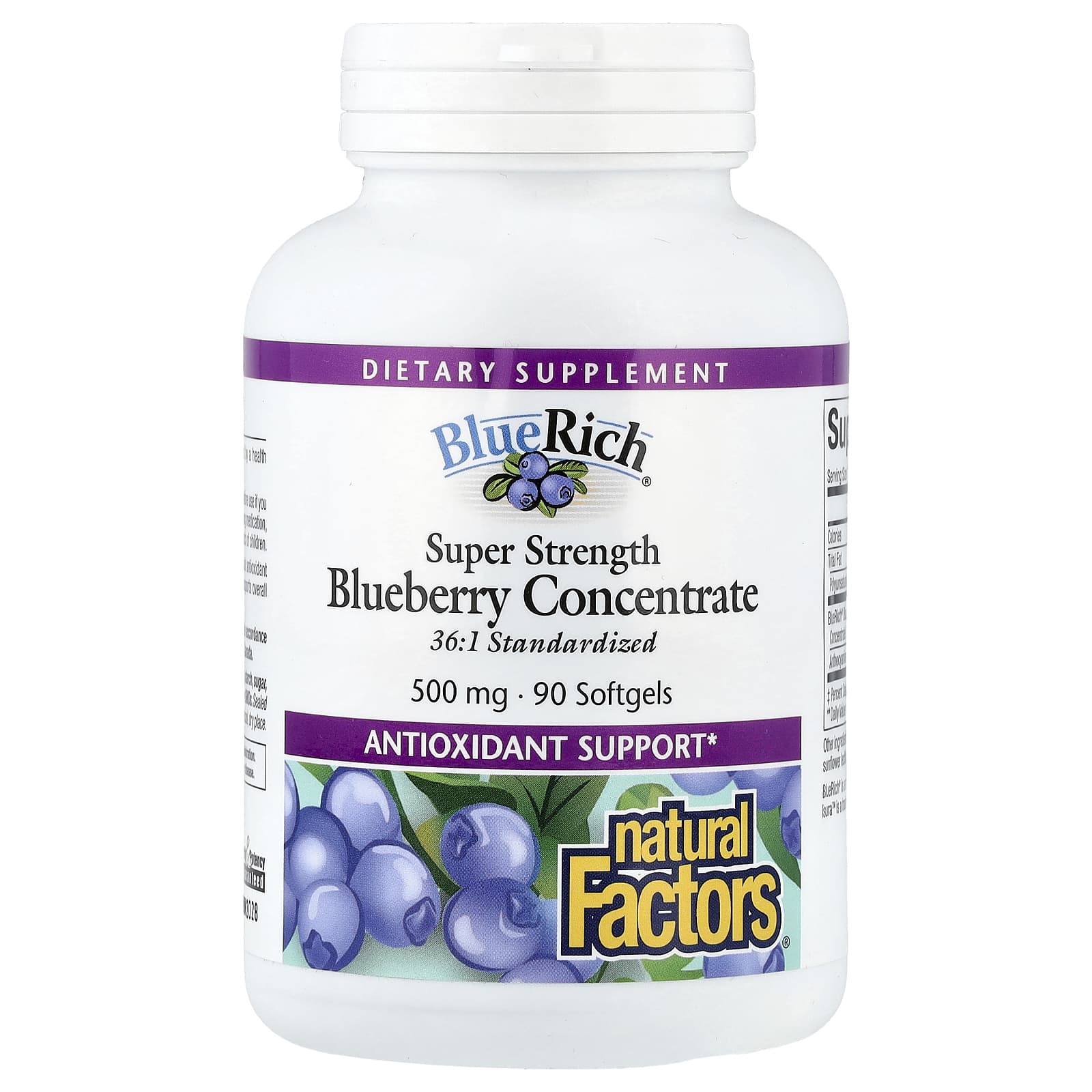 Natural Factors Super Strength Blueberry ingredienser