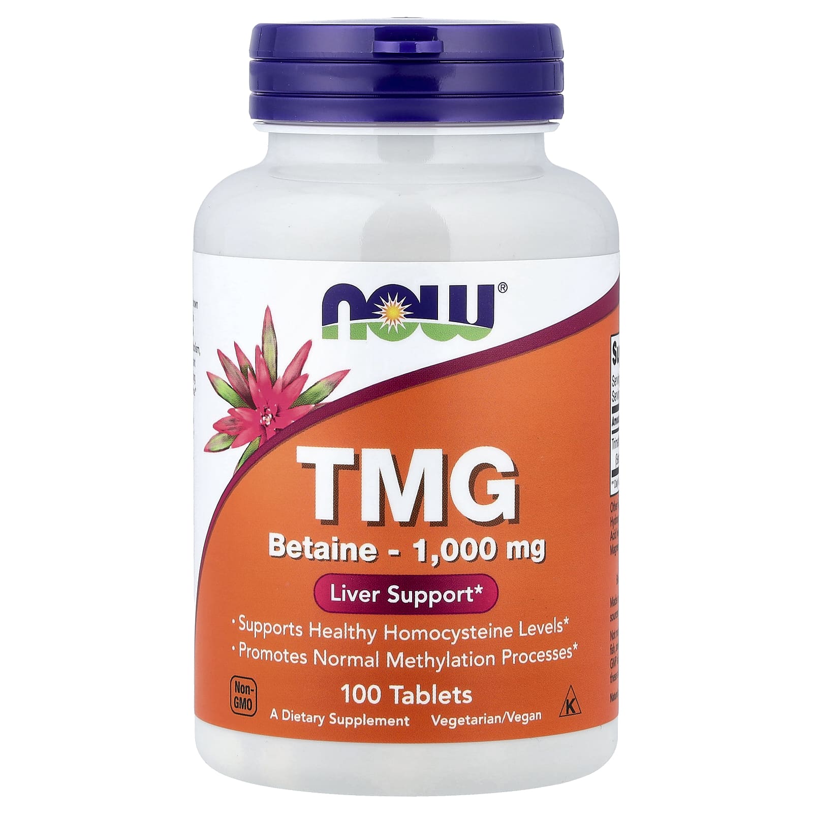 NOW Foods TMG Betaine baksida