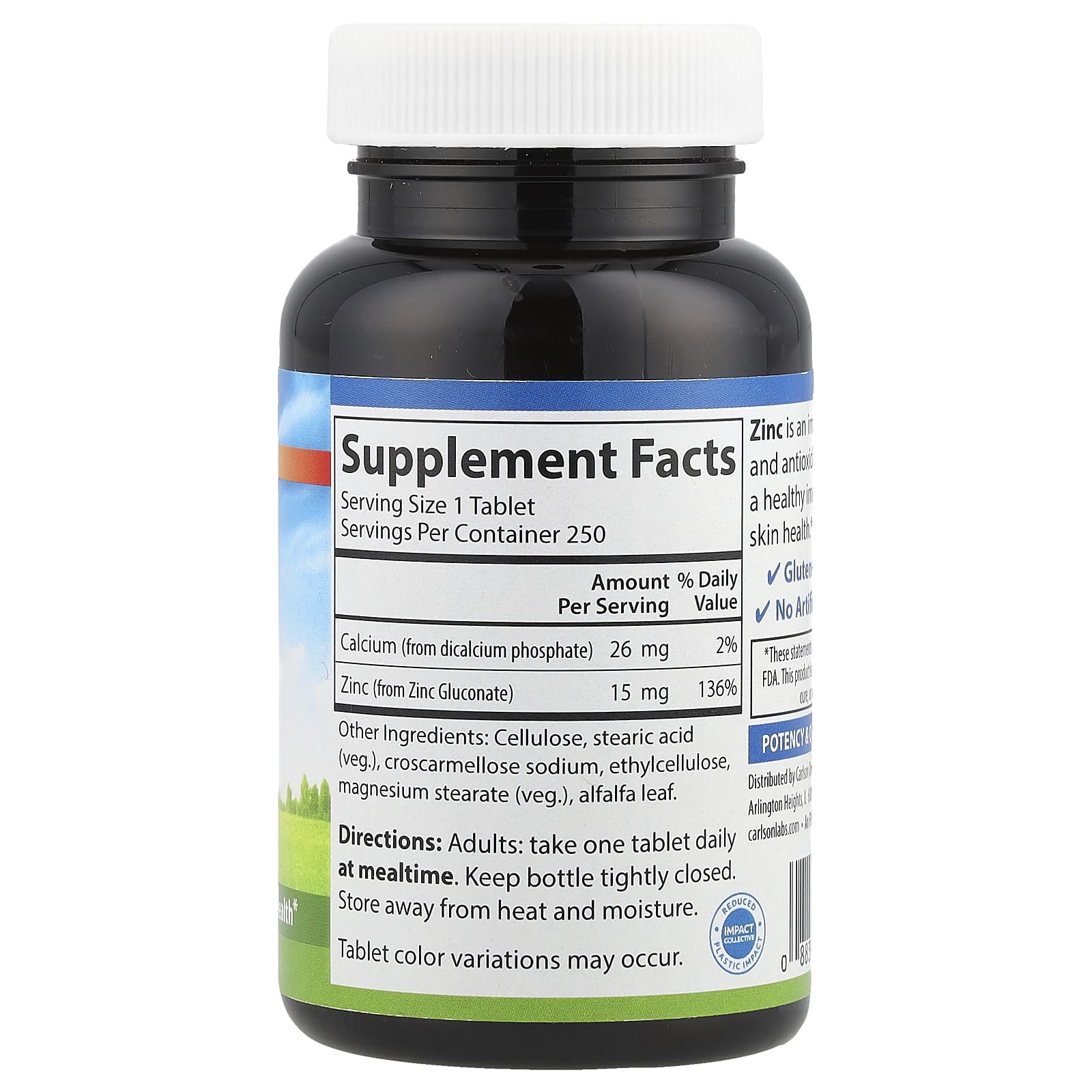 Carlson Labs Zinc ingredienser & etikett