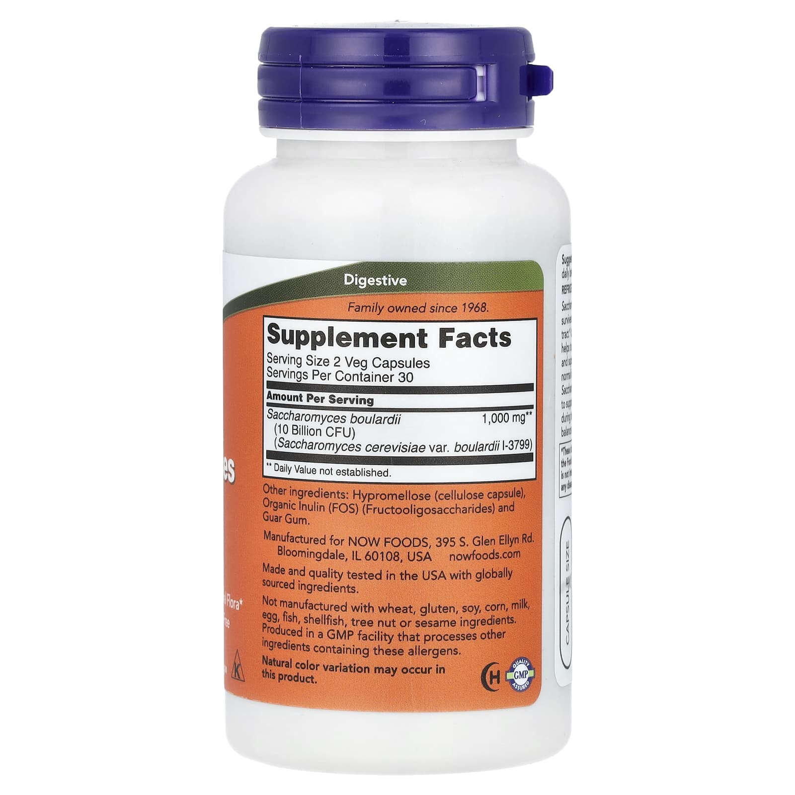 NOW Foods - Saccharomyces Boulardii innehål och dos