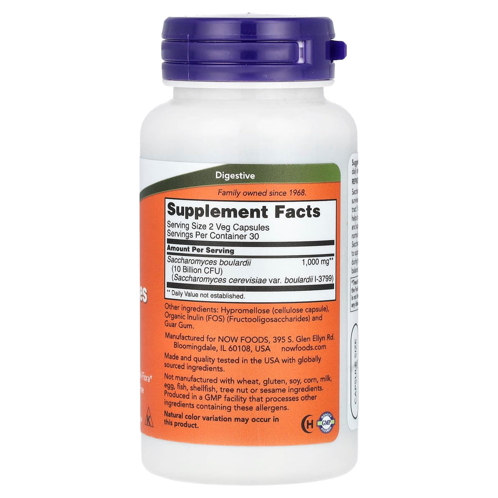 NOW Foods - Saccharomyces Boulardii innehål och dos
