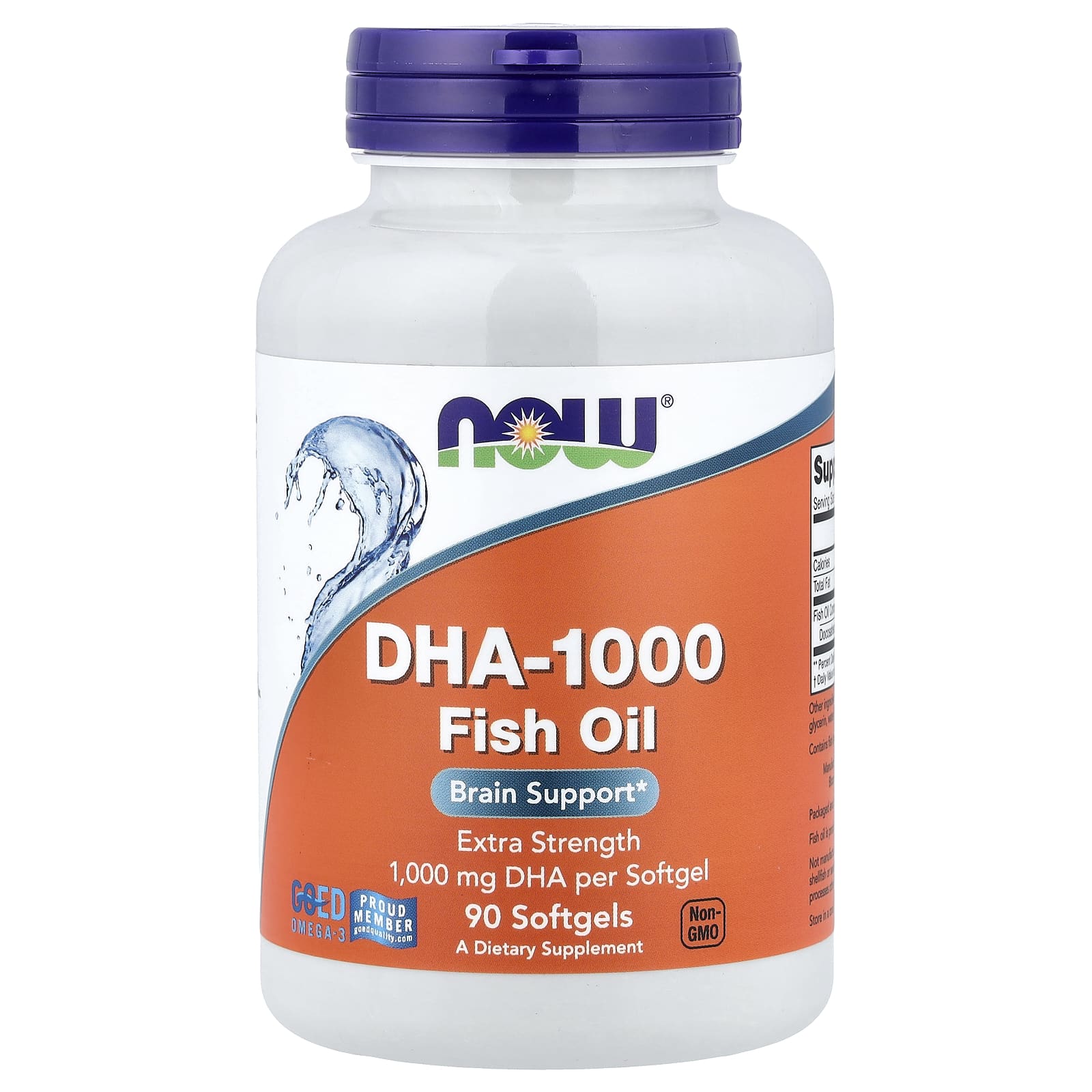 NOW Foods DHA-1000 Brain Support baksida