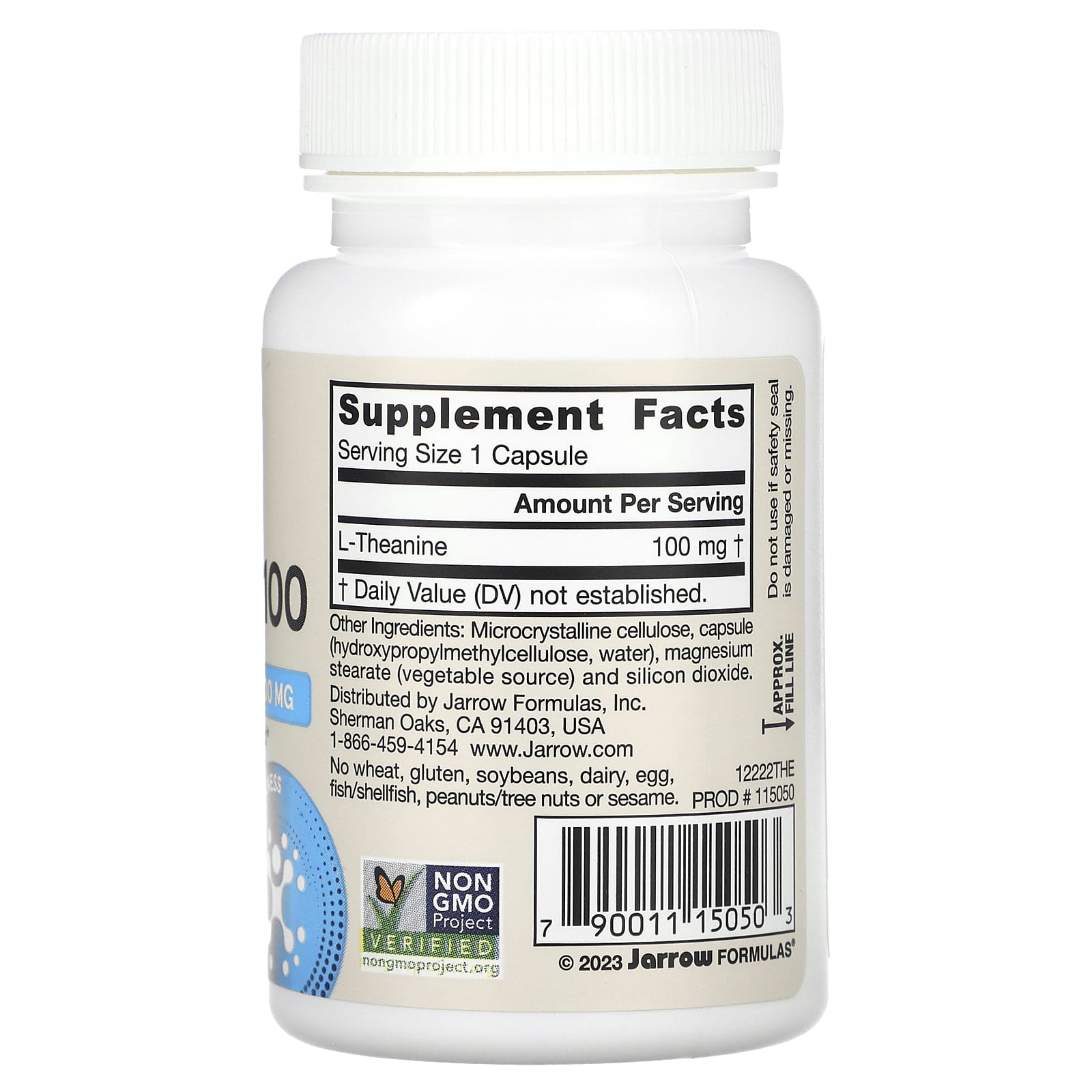 Jarrow Formulas Theanine ingredienser etikett