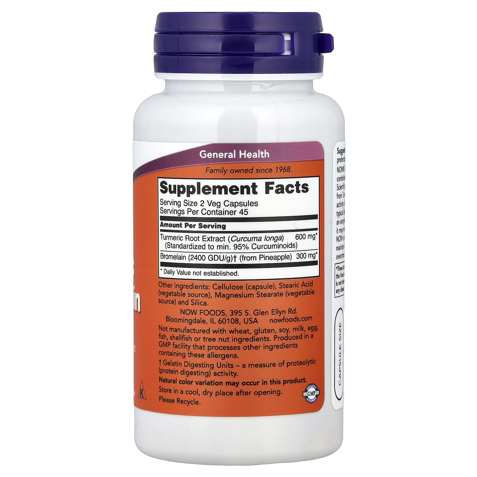 NOW Foods - Gurkemeje & Bromelain - 90 Vcaps