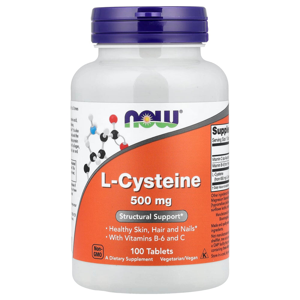 L-Cystein 500mg – Aminosyrastöd baksida näringsfakta