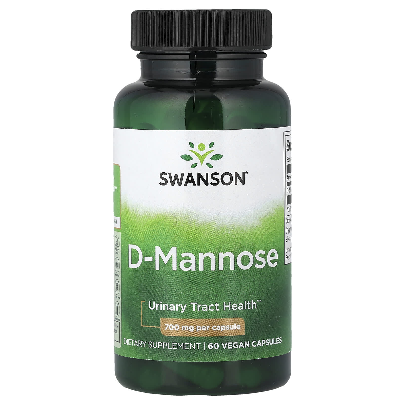 D-Mannose 700 mg – Urinvägsstöd ingredienser etikett