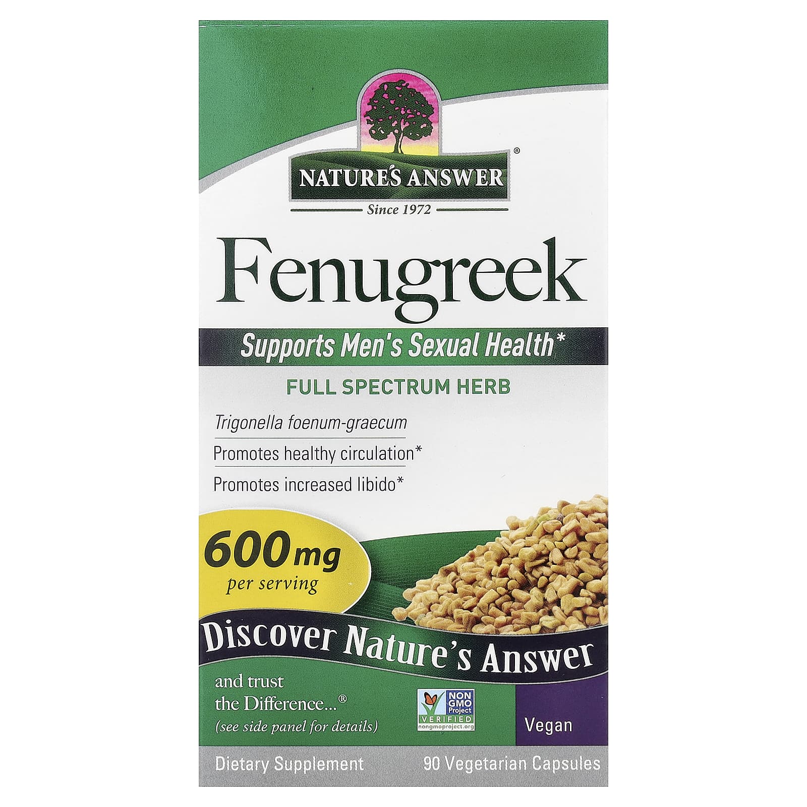 Nature's Answer Fenugreek baksida näringsfakta