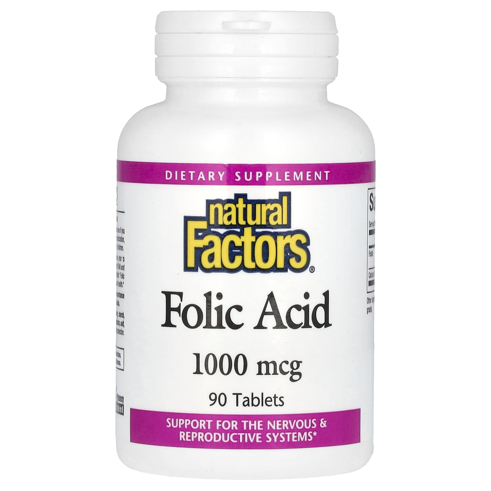 Folic Acid 1000 mcg baksida näringsfakta
