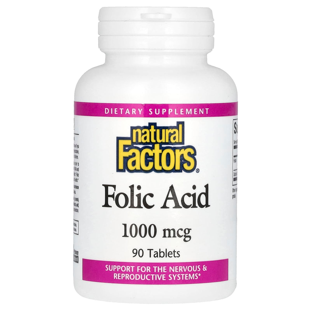 Folic Acid 1000 mcg baksida näringsfakta